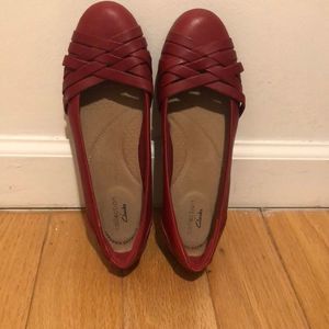 Clarks Red Flats Size US 6 M